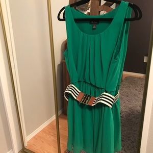 Green dress with belt